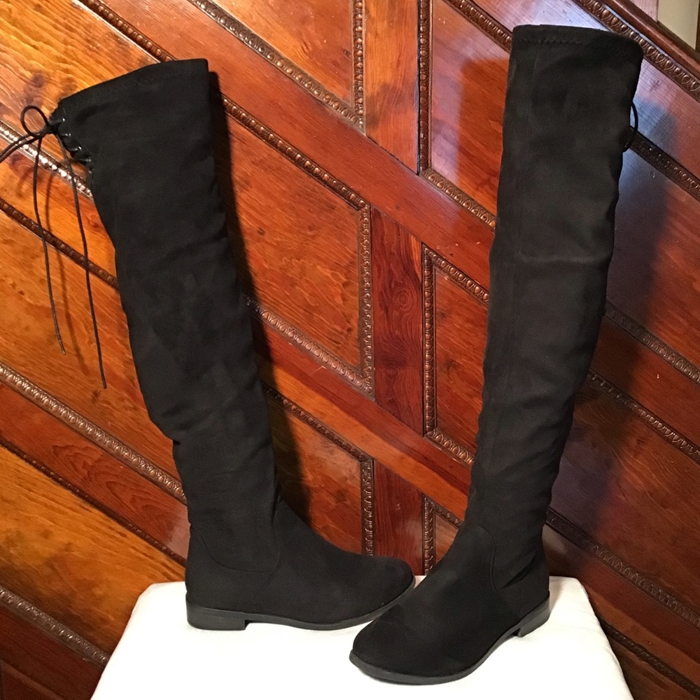Black suede over the knee boots size 7.5 like new!